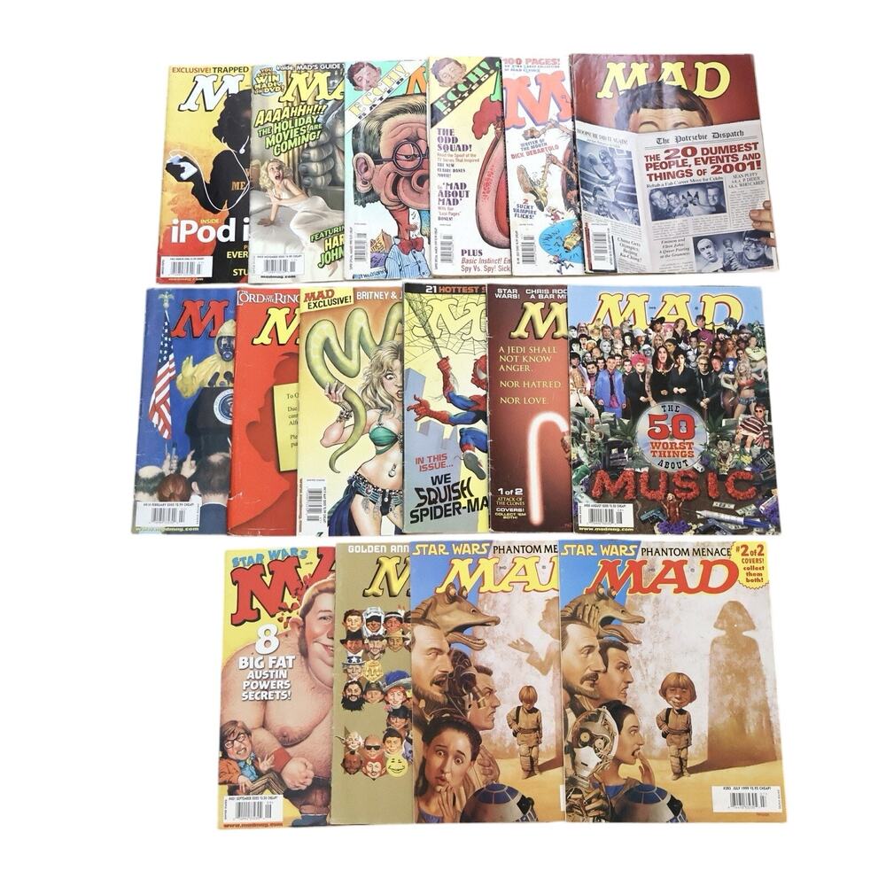 16 Vintage Mad Magazine Lot 1998-2006 Britney Spears Ozzy Osbourne Star Wars 90s